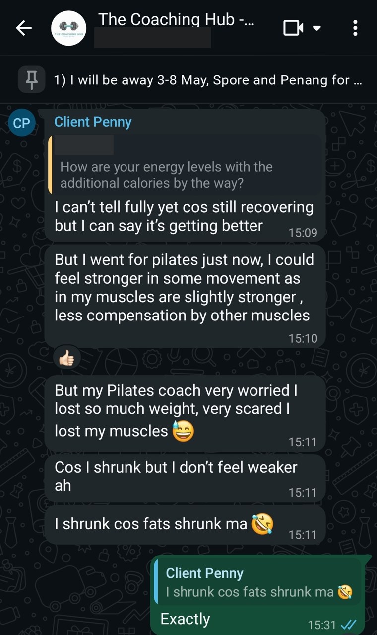 A private coaching group chat