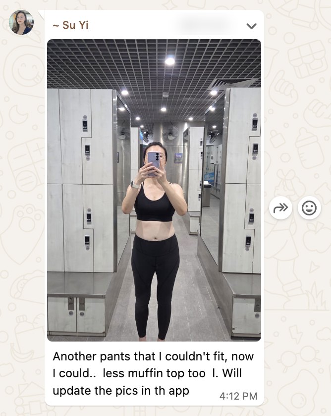 A client messaging about clothes fitting again